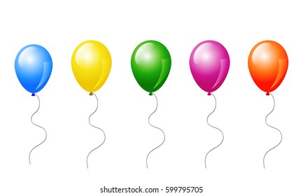 Colorful balloons set. Vector illustration.