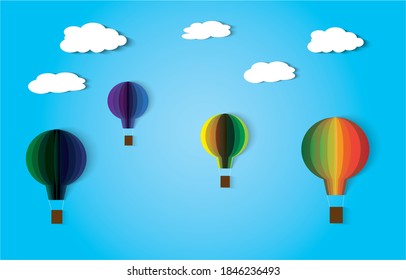 Globos coloridos y vector de nubes celulares