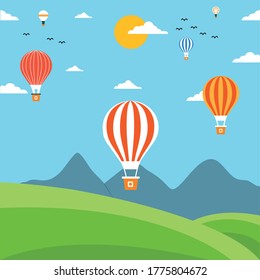 Colorful balloons in the sky during festival
