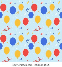 Bunte Ballons am Himmel. Nahtloses Muster.