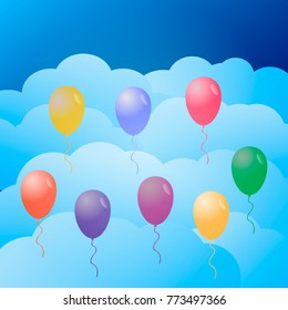 Colorful balloons in the sky. Vector illustration.