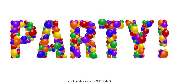 Colorful balloons spell the word "PARTY!" - vector illustration