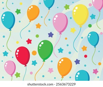 Colorful Balloons and Stars Celebration