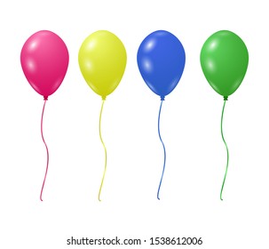 Colorful balloons with strings in the vector