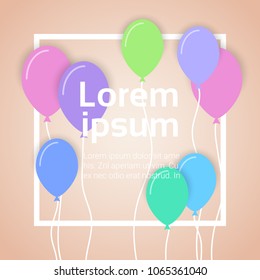 Colorful Balloons Template Frame Background With Copy Space