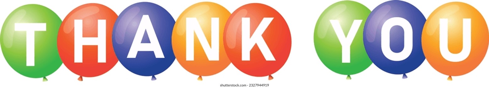 colorful balloons thank you text design vector