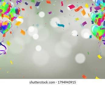 Globos coloridos con uso para presentar la etiqueta de sección Descuentos VENTA y banner de fiesta de celebración