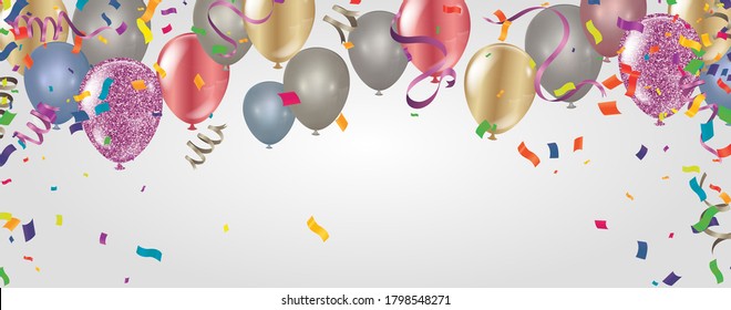 Colorful Balloons with use to present section label Discounts SALE and celebration party banner