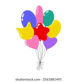 Colorful balloons in various shapes and sizes for joyful celebrations and events