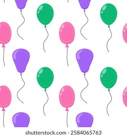 Colorful balloons in various shapes and sizes against a white background