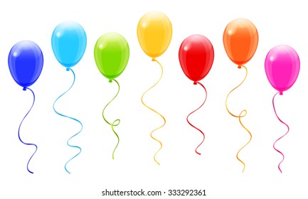 Balloon Coloring Page Vector Illustration Showing Stock Vector (Royalty ...