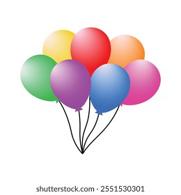 Colorful balloons vector clipart. A bunch of decoration colorful balloons vector isolated.