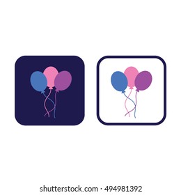 Colorful balloons vector icon. Blue and white
