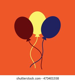 Colorful balloons vector icon. Orange background