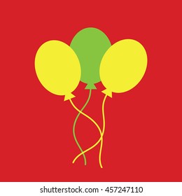 Colorful balloons vector icon. Red background