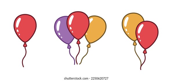 Colorful balloons vector icon set