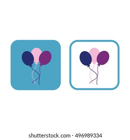 Colorful balloons vector icon. White and blue