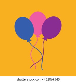 Colorful balloons vector icon. Yellow background