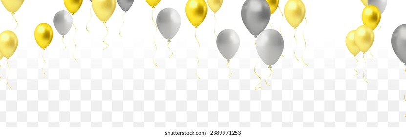 colorful balloons, vector illustration. Confetti and ribbons, Celebration background template with.