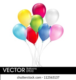 colorful balloons vector set isolated on white background for birthday, party or promotion banners or posters