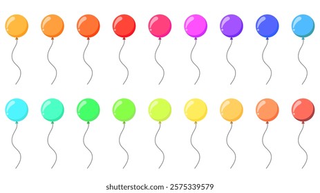 Colorful balloons vector set, isolated on white background, Flat Modern design, illustration Vector EPS 10 