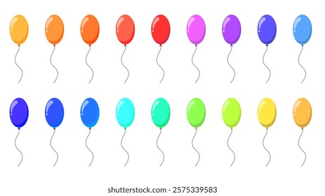 Colorful balloons vector set, isolated on white background, Flat Modern design, illustration Vector EPS 10 