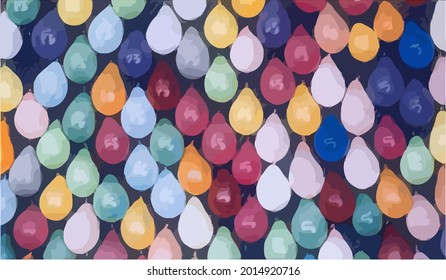 Colorful balloons. Watercolor painting isolated on beautiful background.