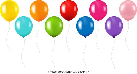 Globos Coloridos Con Fondo Blanco Con Malla Gradiente, Ilustración Vectorial