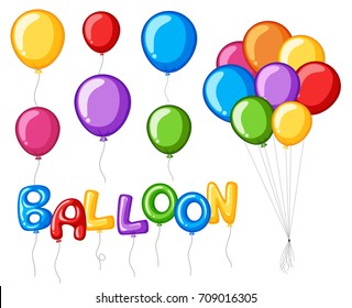 Colorful balloons with word balloon illustration