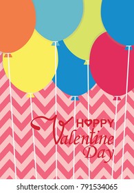 Colorful balloons with zig zag background, Valentine cards