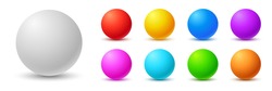 Colorful Balls. 3d Ball. Set Of  Glossy Spheres And Balls On A White Background With A Shadow. Vector Illustration