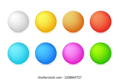 Colorful balls. 3d ball. Set of glossy spheres and balls . Vector illustration