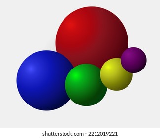 Farbige Bälle. 3D-Ball. Satz glänzender Kugeln und Bälle auf weißem Hintergrund mit Schatten. Vektorgrafik