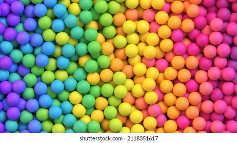 Colorful balls background for kids zone or children's playroom. Rainbow gradient soft balls background. Vector background