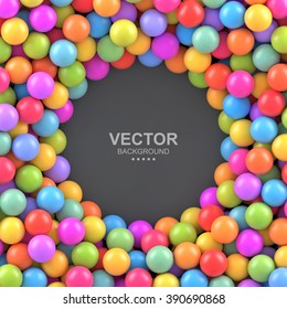 Colorful balls background with place for your content. Vector background made with gradient meshes. Pattern design for banner, poster, flyer, card, postcard, cover, brochure.