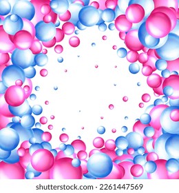 Fondo de bolas coloridas. Fondo vectorial hecho con mallas de gradiente. Diseño de fondo para banner, afiche, volante, tarjeta postal, portada, folleto. Bolas púrpura y rosa claro. Tonos pasteles