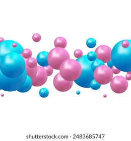 Colorful balls background. Vector background made with gradient meshes. Background design for banner, poster, flyer, card, postcard, cover, brochure. Purple and light pink balls. Pastel tones