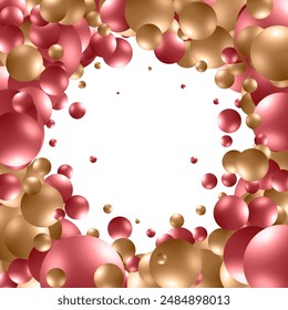 Colorful balls background. Vector background made with gradient meshes. Background design for banner, poster, flyer, card, postcard, cover, brochure.  Red and gold balls. 