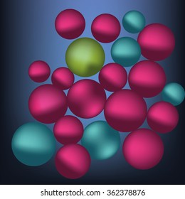 Colorful balls casting shadow on each other. Vector abstract illustration.