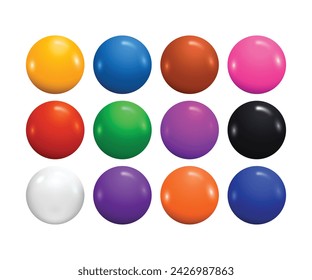 Colorful balls vector illustration set, colorful dragee chocolates,	
