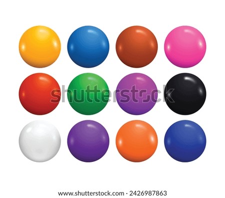 Colorful balls vector illustration set, colorful dragee chocolates,	
