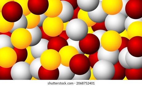Colorful balls wallpaper. Realistic balls of red, white and yellow. Scattered composition.