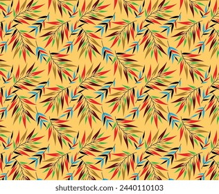 Colorful bamboo leaves pattern For Textile use 