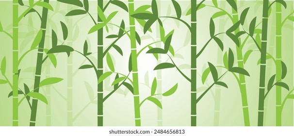 Colorful Bamboo Stems and Leaves Background. Exotic plants and vegetation concept vector