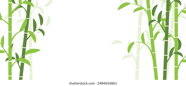 Colorful Bamboo Stems and Leaves Silhouette Copy Space. Exotic plants and vegetation concept vector