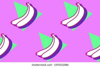 Colorful bananas and triangles seamless pattern vector art.