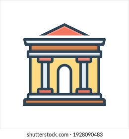Colorful bank building icon. Vector illustration