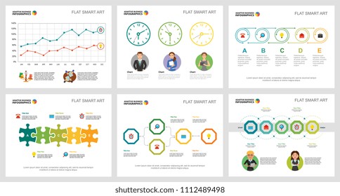 Colorful banking or planning concept infographic charts set. Business design elements for presentation slide templates. Can be used for financial report, workflow layout and brochure design.