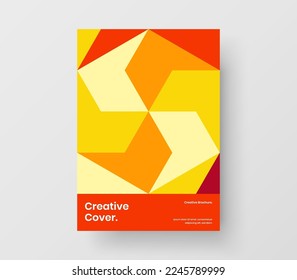 Colorful banner A4 vector design concept. Trendy geometric tiles company brochure template.