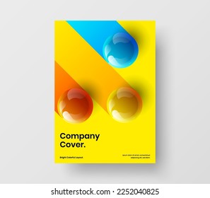 Colorful banner A4 vector design illustration. Simple realistic balls company cover template.